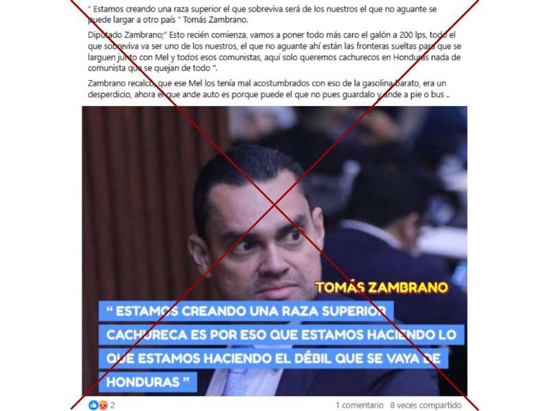 Captura de pantalla a una publicación de Facebook hecha el 28 de marzo de 2026.