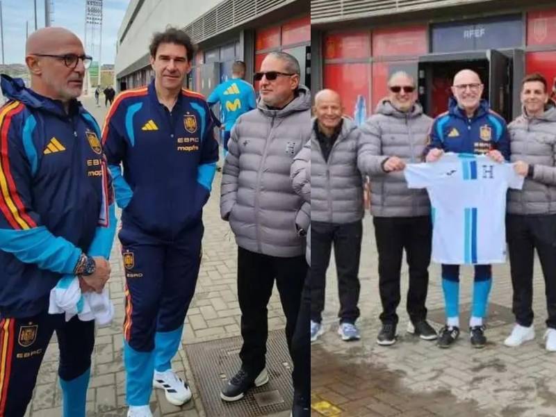 Personal de la Federación de Fútbol de Honduras realizaron una visita a la concentración de la selección española días antes de tener el encuentro ante Perú y la roja contra Serbia