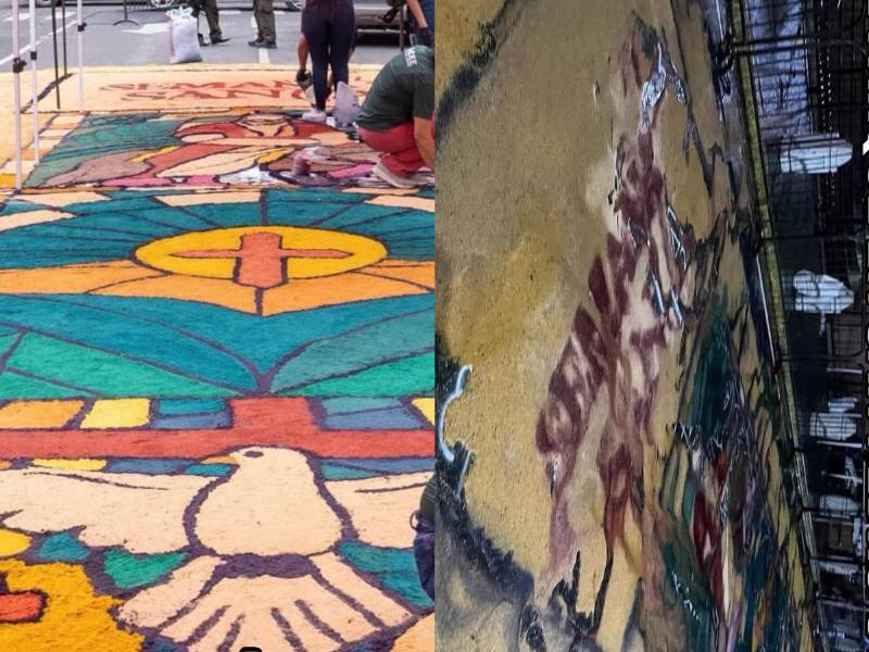 El atractivo de estas alfombras duró pocas horas, a pesar del entusiasmo de los creyentes que celebraban su regreso tras varios años sin realizarse en la ciudad.