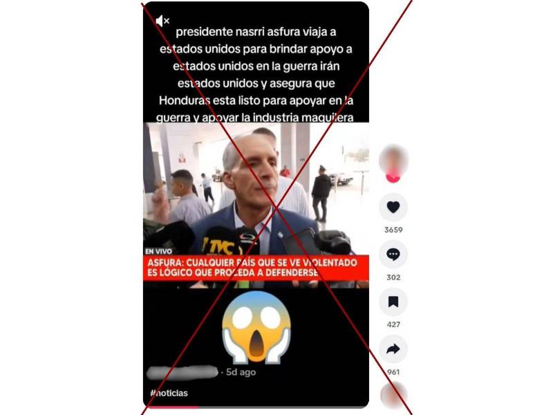 Captura de pantalla a una publicación de TikTok hecha el 9 de marzo de 2026.