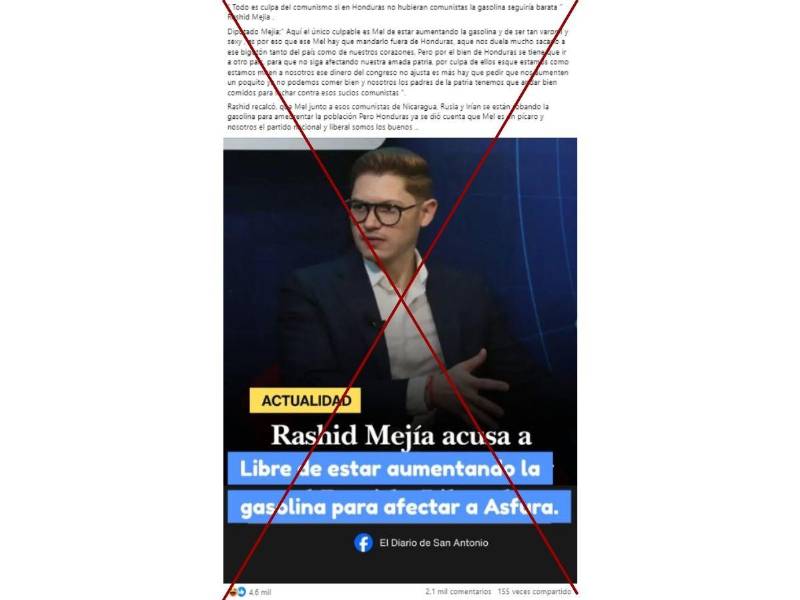 Captura de pantalla a una publicación de Facebook hecha el 17 de marzo de 2026.