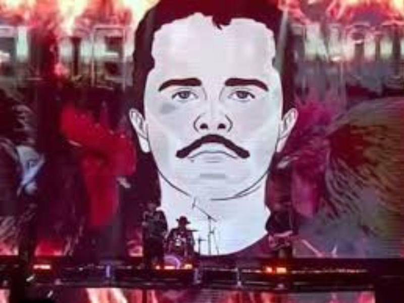 La imagen del Mencho fue proyectada durante el concierto.