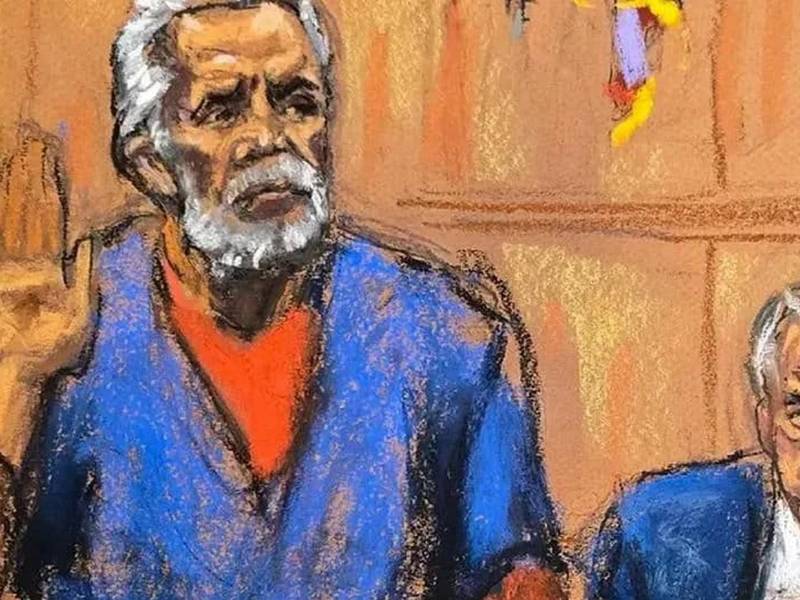 Ilustración del momento en que El Mayo Zambada recibía su condena en la Corte de Brooklyn.
