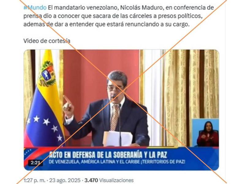 Captura de pantalla a una publicación de X hecha el 25 de agosto de 2025.