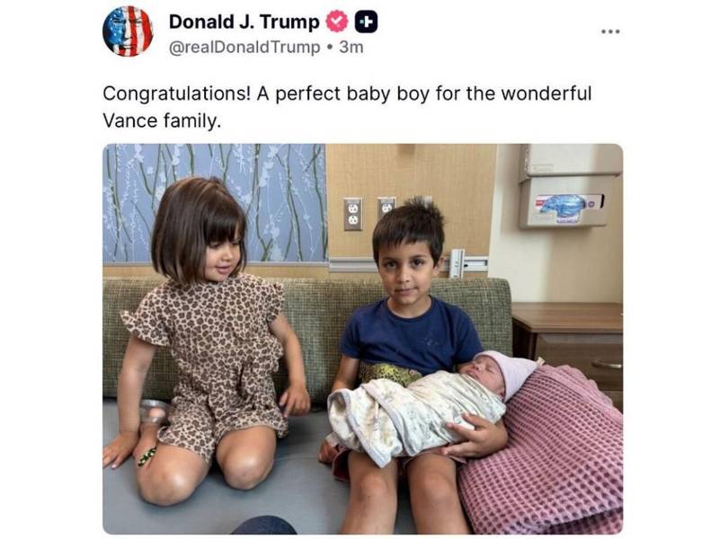 Trump a Vance por nacimiento de su cuarto hijo: Un bebé perfecto