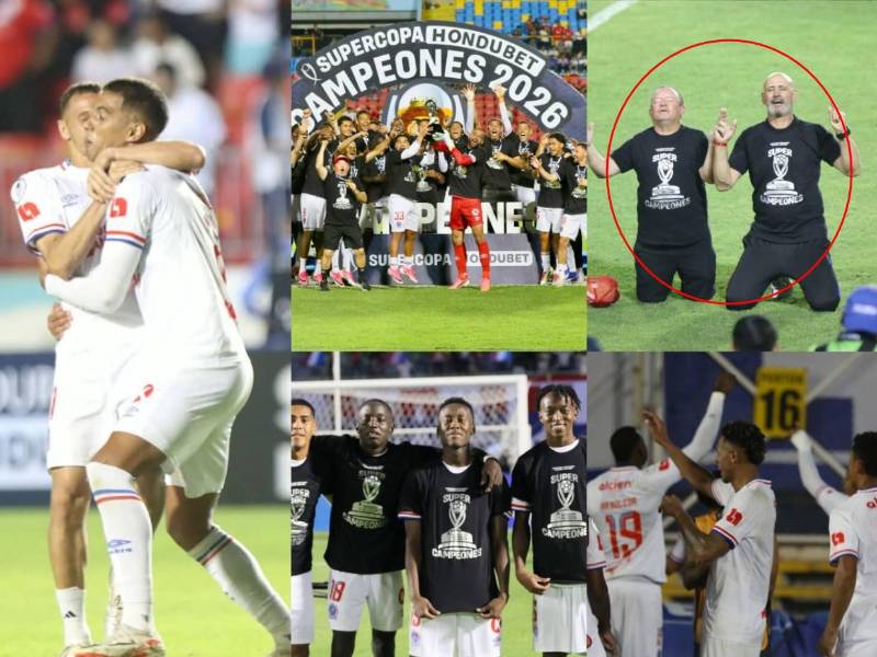 Olimpia festeja en el estadio Nacional Chelato Uclés tras coronarse campeón de la Supercopa de Honduras ante Motagua.