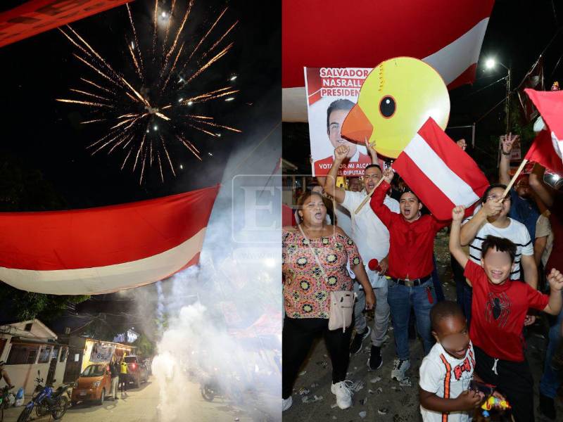 Frente el centro educativo Presentación Centeno, en el barrio Cabañas de San Pedro Sula, un grupo de liberales se congregó para celebrar los primeros resultados del Consejo Nacional Electoral (CNE), que favorecen a Roberto Contreras.