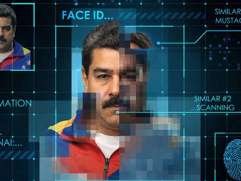 Ilustración sobre deepfakes muestra a Nicolás Maduro dividido entre realidad y simulación, evidenciando riesgos de creer imágenes virales sin verificación.