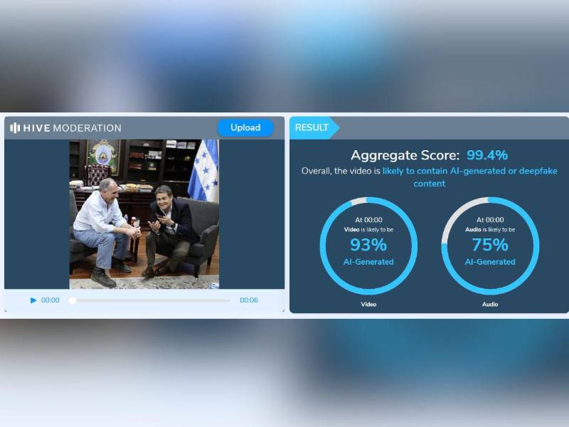 Captura de pantalla a los resultados de Hive Moderation.
