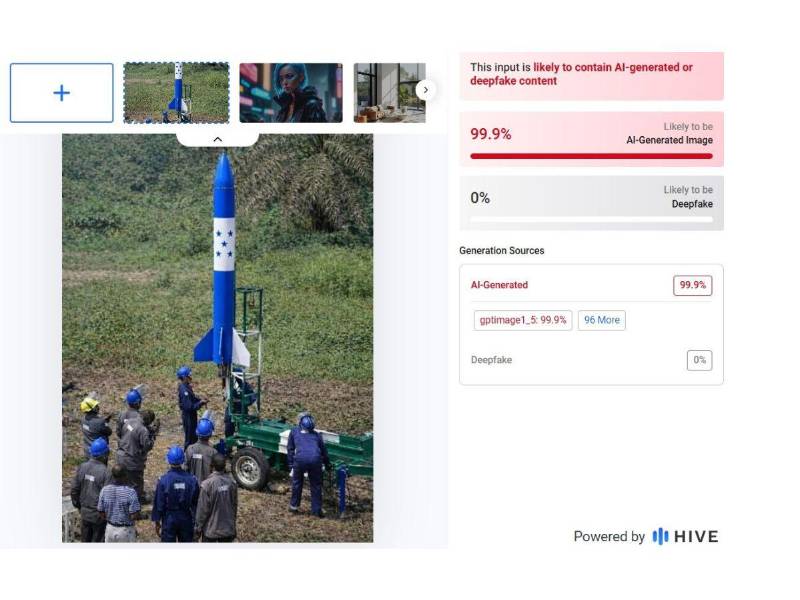 Captura de pantalla a los resultados de Hive Moderation sobre el análisis del video.