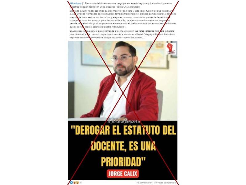 Captura de pantalla a una publicación de Facebook hecha el 27 de enero de 2026.