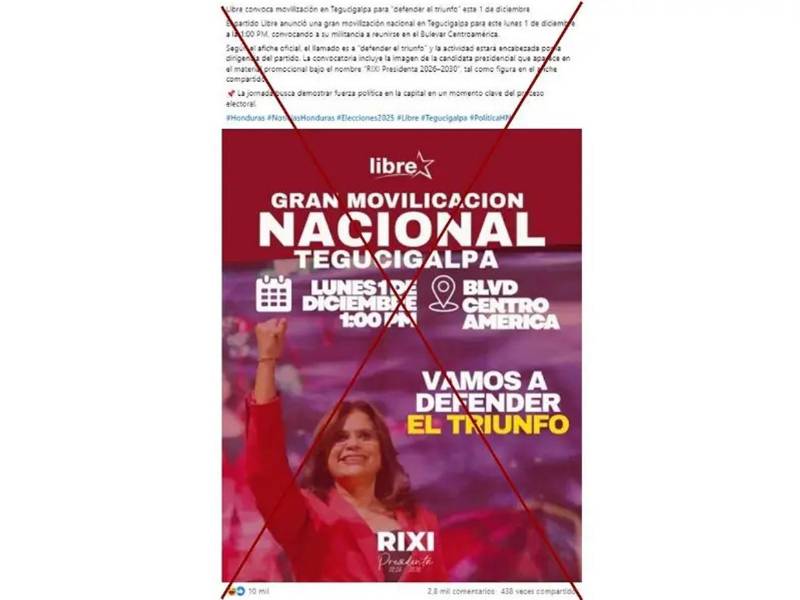 Captura de pantalla a una publicación de Facebook hecha el 1 de diciembre de 2025.