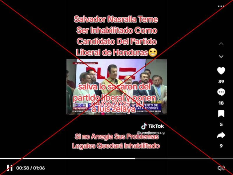 Captura de pantalla a una publicación de TikTok hecha el 5 de junio de 2025