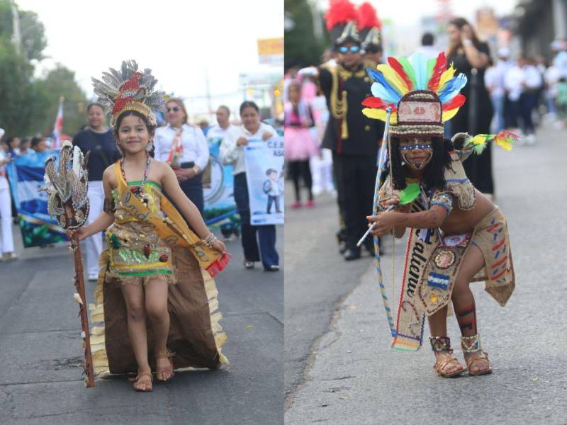 Los pequeñines engalanan los desfiles con sus trajes típicos.