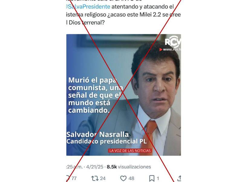 Captura de pantalla a una publicación de X hecha el 22 de abril de 2025.