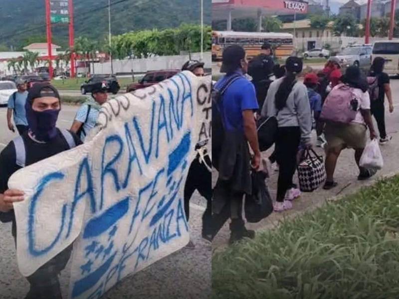 Integrantes de la nueva caravana migrante salieron de San Pedro Sula con rumbo a Estados Unidos en busca de oportunidades laborales.