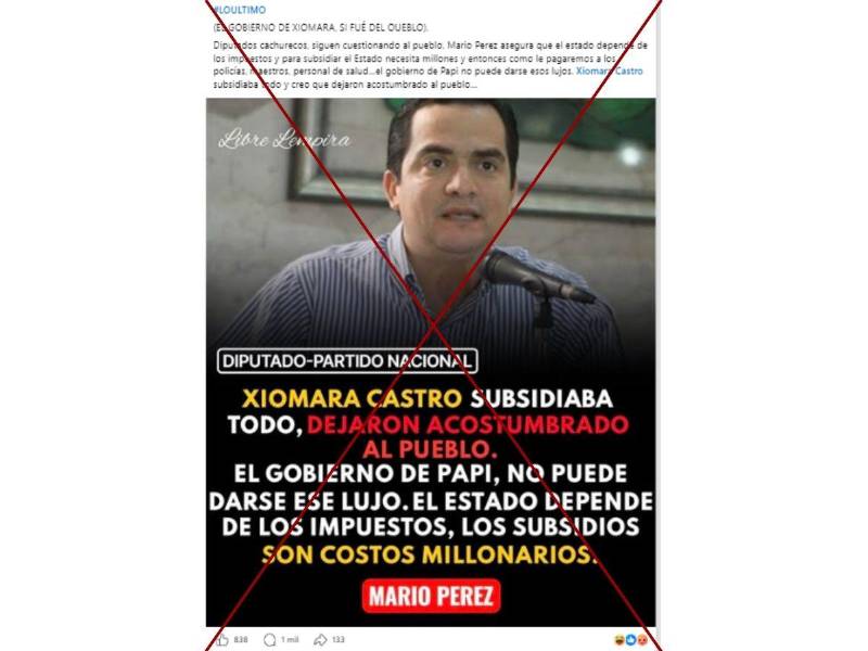 Captura de pantalla a una publicación de Facebook hecha el 14 de abril de 2026.