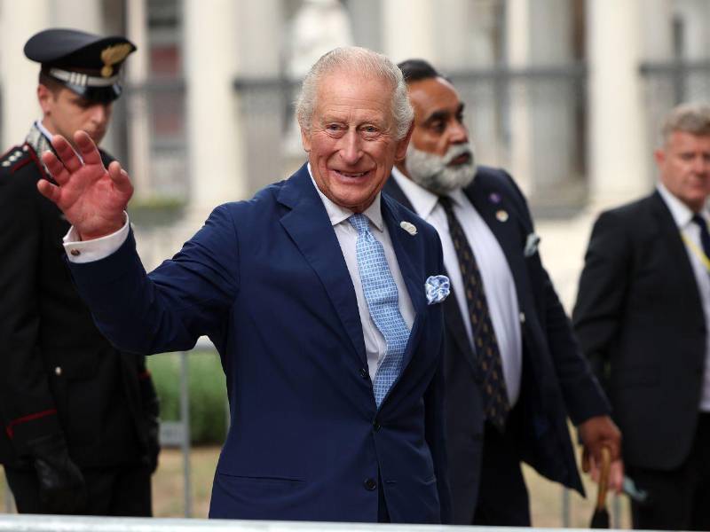 Rome, Italy 23th October 2025: The royals King Charles III and Queen Camilla leave the Basilica of St. Paul Outside the Walls. Charles was awarded the title of Royal Confrater at the Basilica