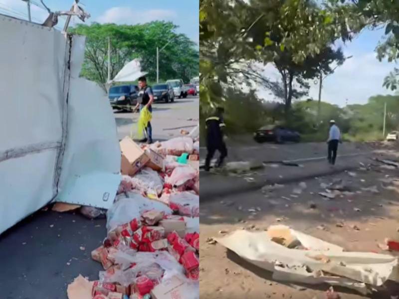El camión que transportaba café y un vehículo particular quedaron destruidos tras el choque.