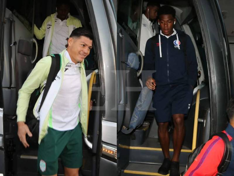 Jugadores del Marathón y el Olimpia llegaron con pocos minutos de diferencias al estadio Nacional.