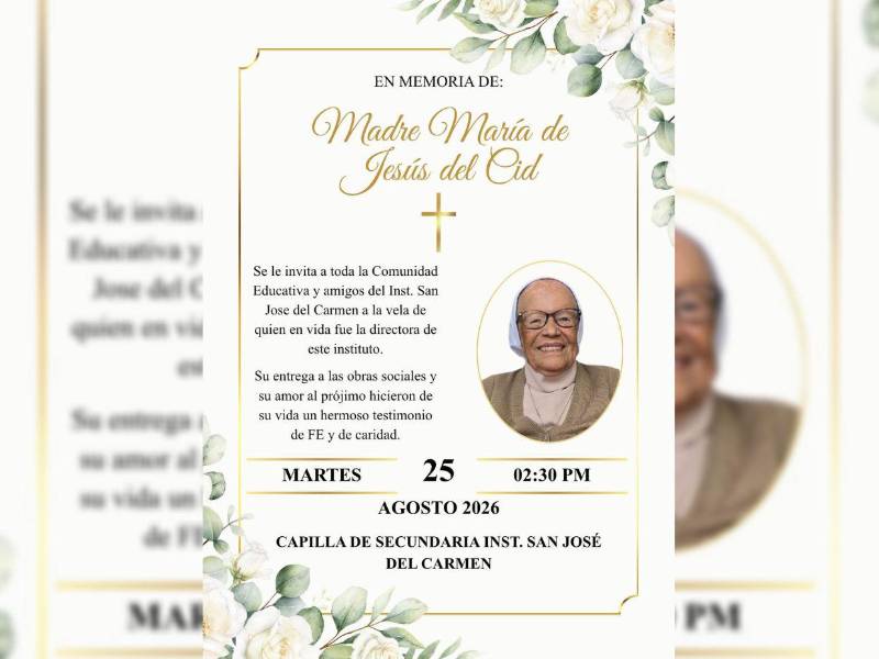 El Instituto San José del Carmen mostró sus condolencias por la muerte de su fundadora.