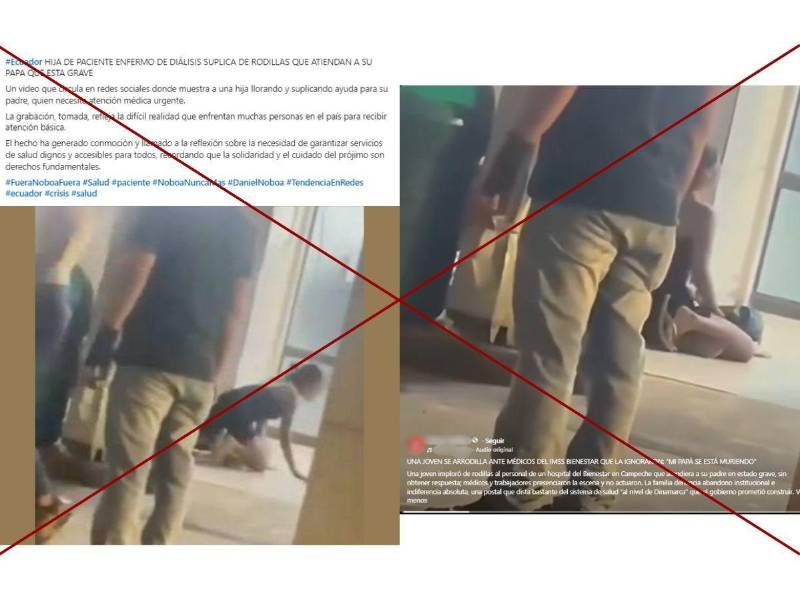 Captura de pantalla a publicaciones virales en Facebook que circulan en México y Ecuador.