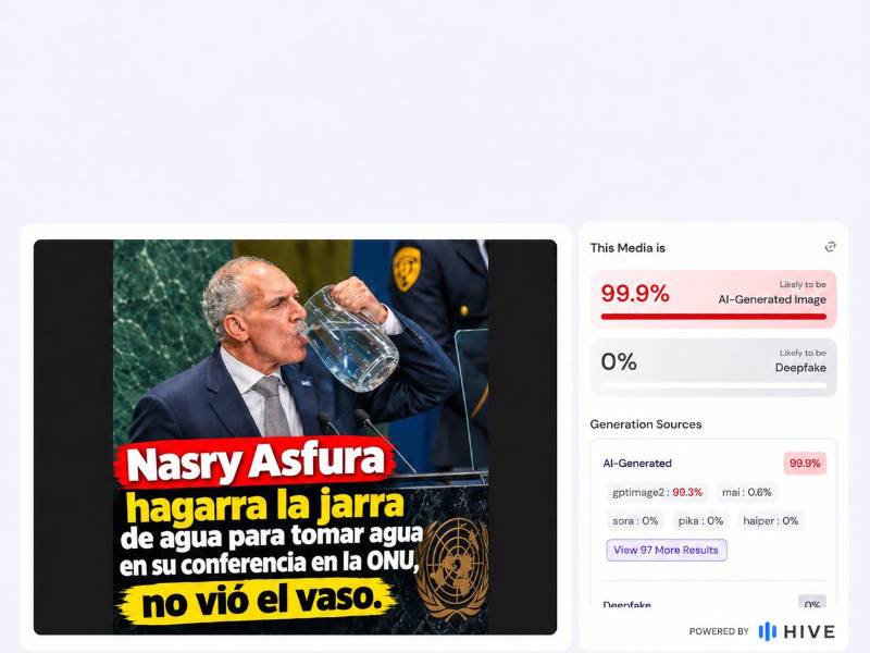 Captura de pantalla al analisis realizado en la herramienta HiveModeration.