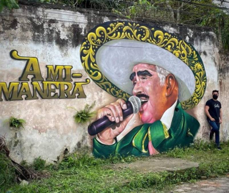 'Desde Honduras para el mundo': Grafitero hondureño inmortaliza a Vicente Fernández con increíble mural (FOTOS)