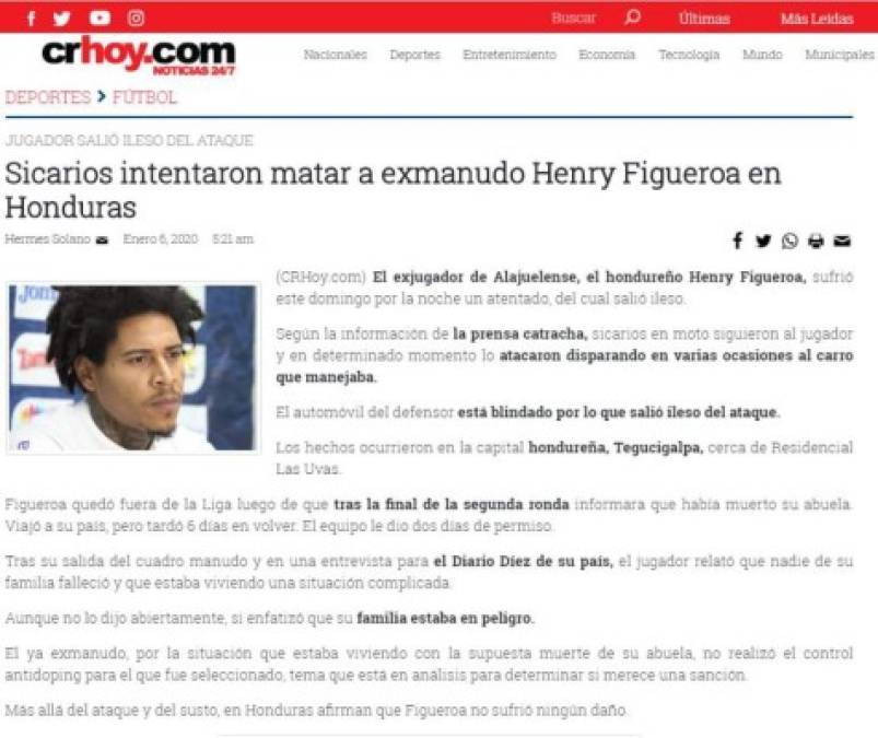 FOTOS: Así informó la prensa internacional sobre el atentado que sufrió Henry Figueroa