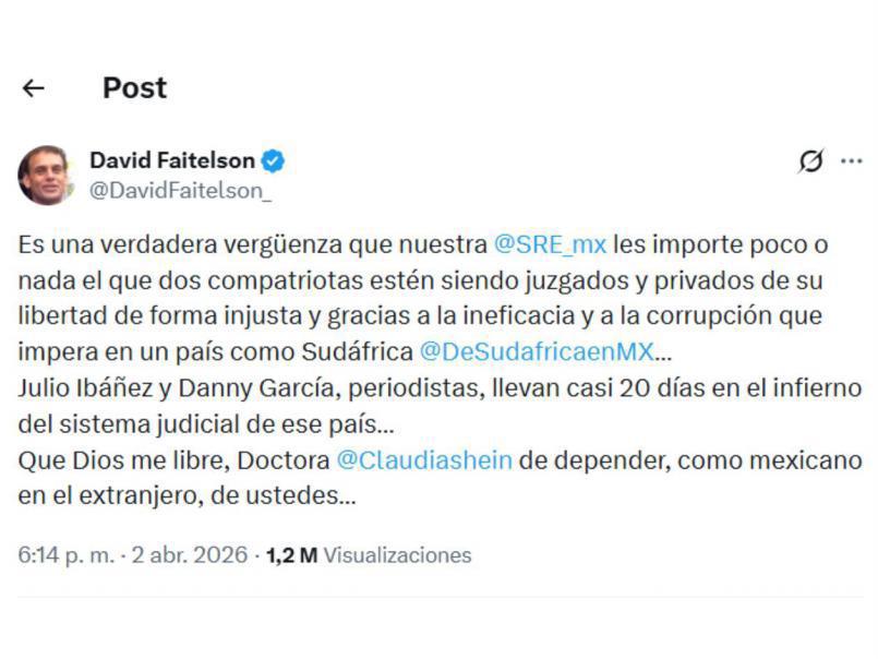Revelan el sufrimiento que vive el periodista mexicano encarcelado en Sudáfrica: Es una vergüenza