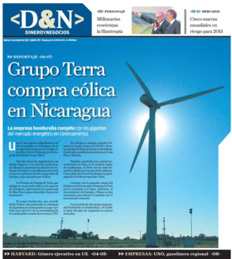 Grupo Terra compra eólica en Nicaragua