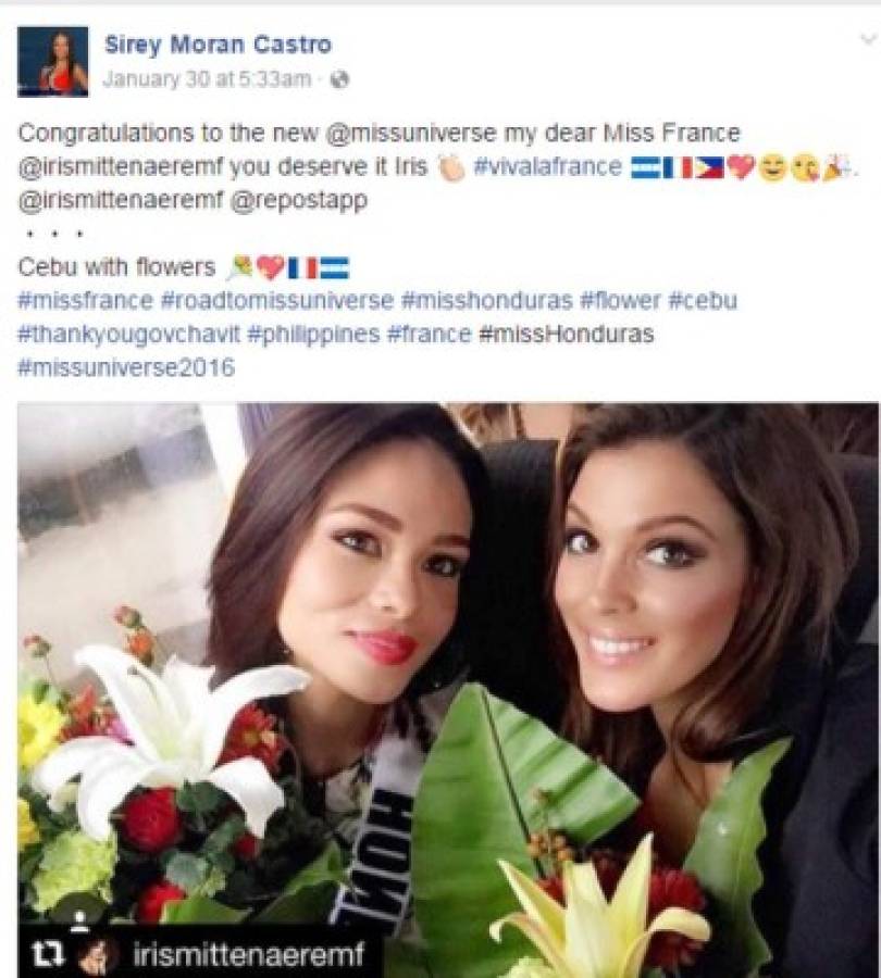 La foto que Miss Francia le pidió a la hondureña Sirey Morán