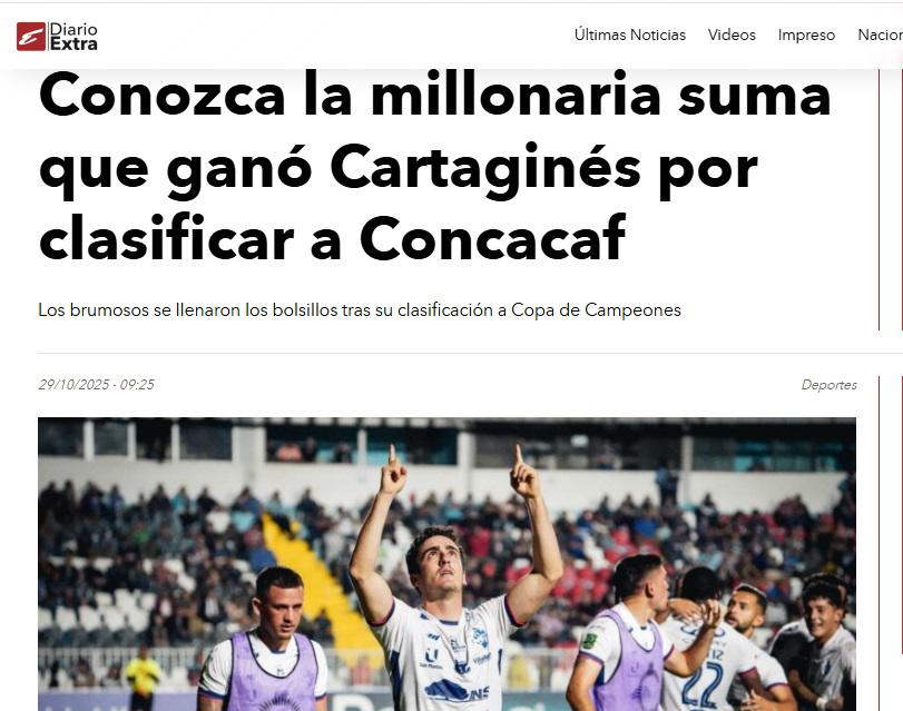 Lo que publicaron los medios de Costa Rica tras eliminación de Cartaginés a Motagua