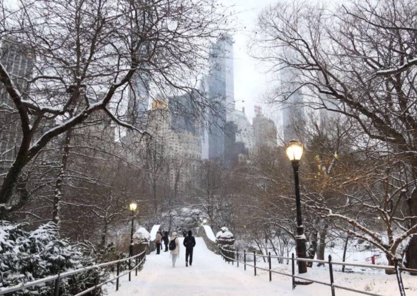 Neoyorquinos viven su primera nevada en los últimos dos años