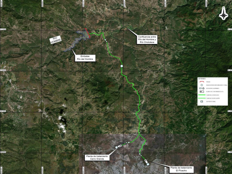 Con la construcción de la represa del Río del Hombre se buscaba abastecer la planta de El Picacho. La AMDC compartió el mapa de donde se esperaba la distribución de agua.