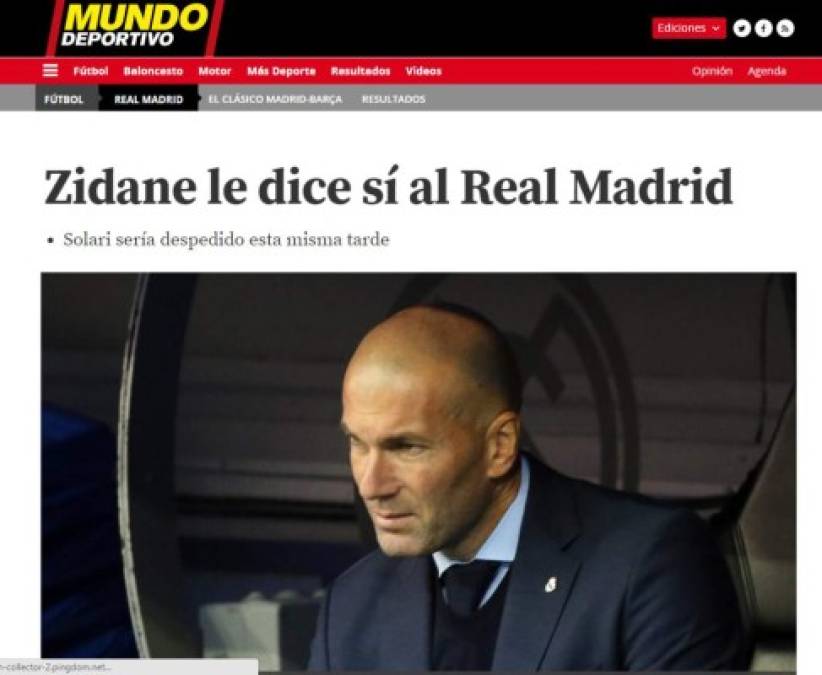 La llegada de Zinedine Zidane al Real Madrid hace eco en los medios deportivos del mundo