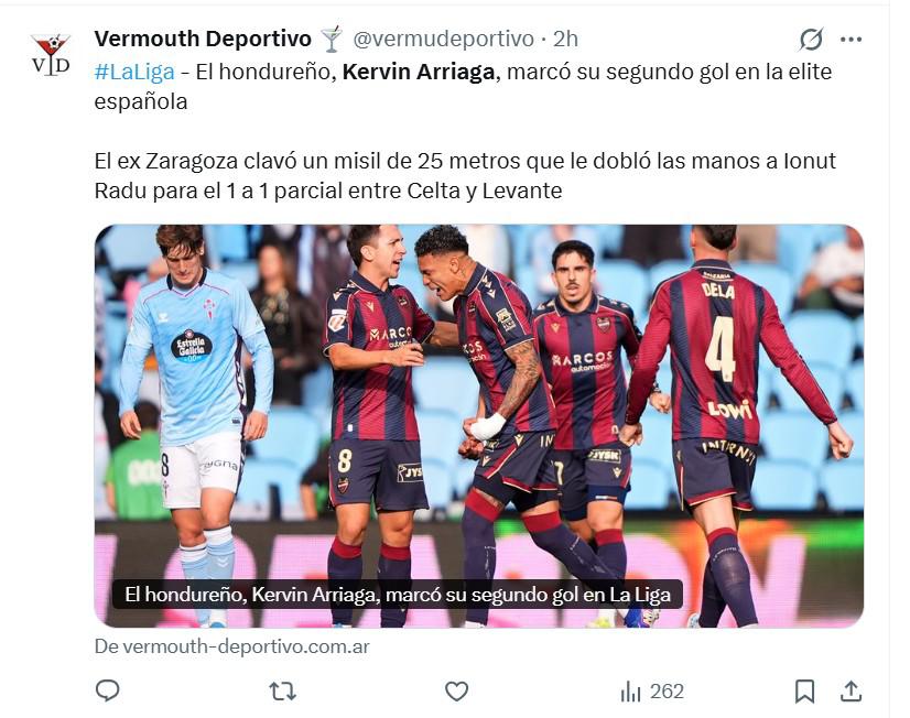 Lo que dicen en España sobre golazo de Kervin Arriaga en triunfo del Levante