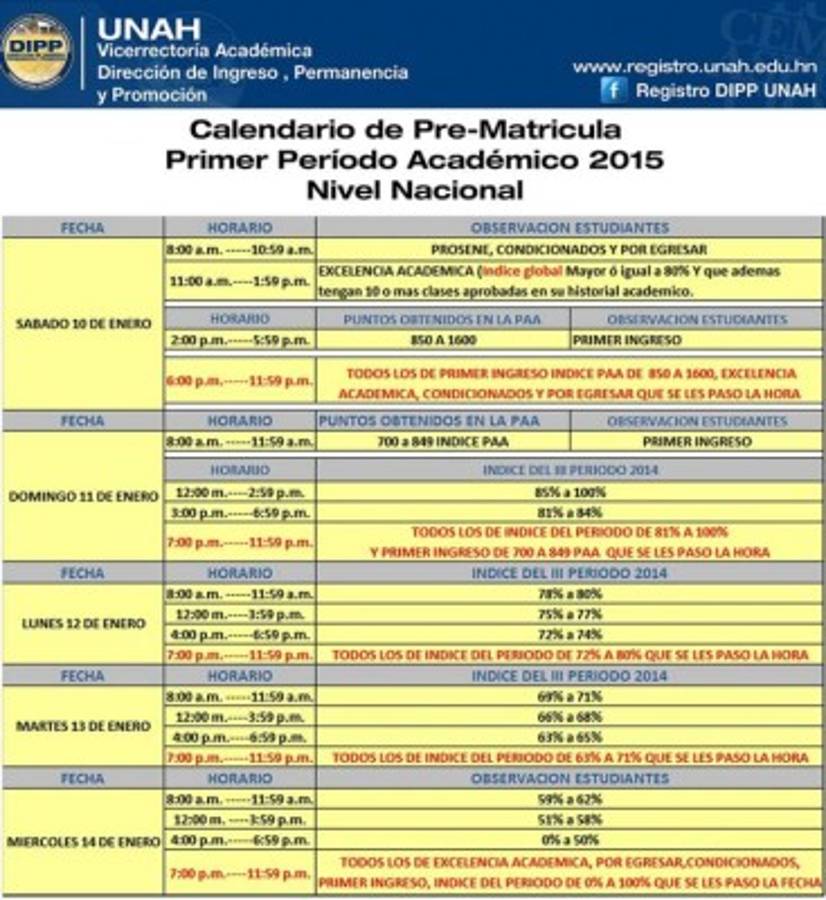 UNAH inicia matrícula para primer período