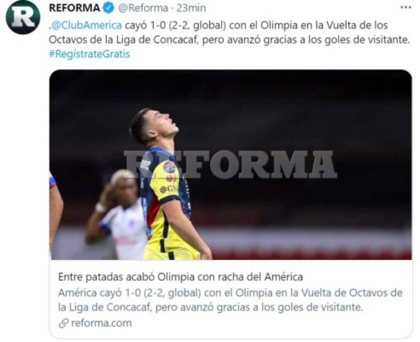 ¿Qué dice la prensa mexicana luego del triunfo del Olimpia 1-0 sobre el América?