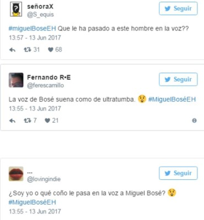 Así se expresaron en redes los seguidores de Bosé. Foto captura Twitter