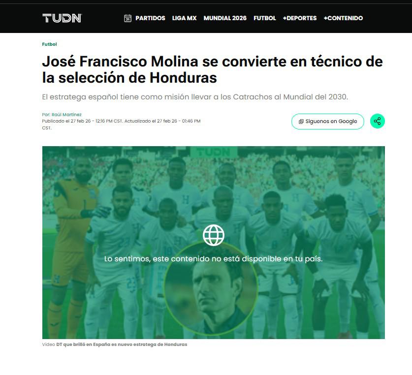 Lo que dicen los medios internaciones sobre contración de José Molina por Honduras