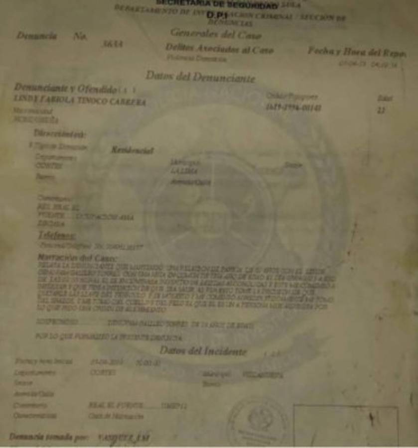 Esta es la denuncia que presentó la pareja de Denovan Torres.