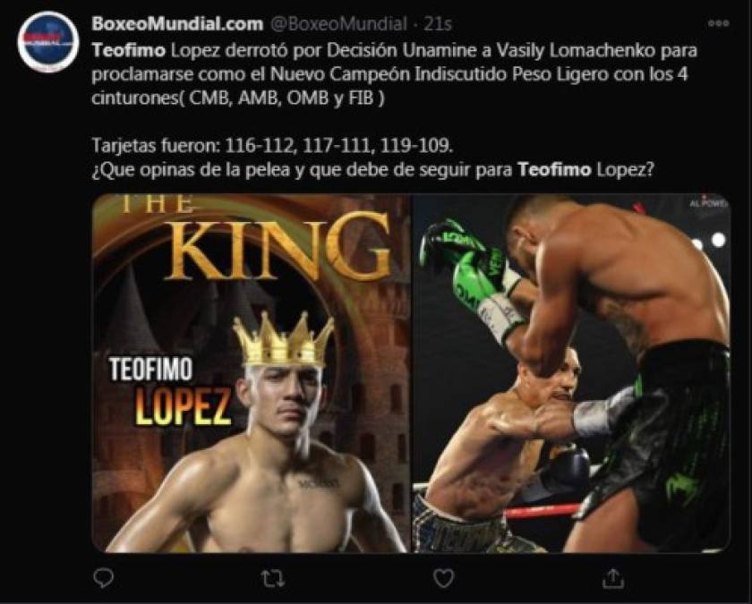 Así informaron los medios internacionales la victoria de Teófimo López, rey de peso ligero