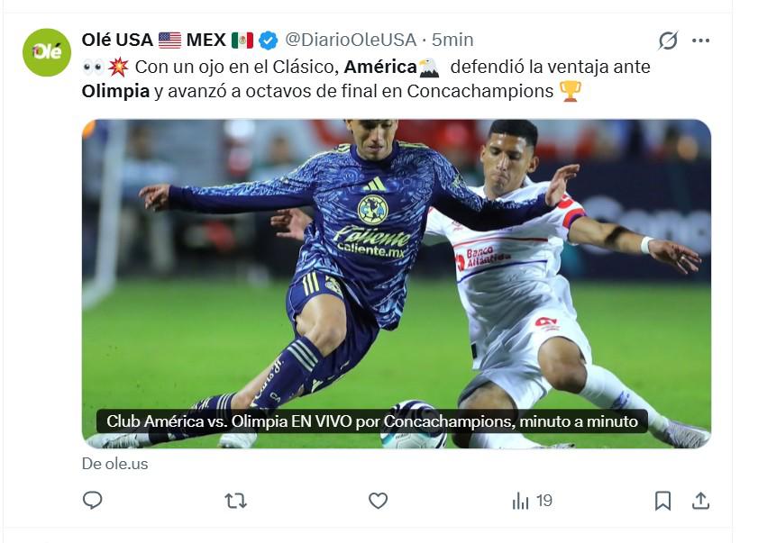 De panzazo: Lo que dicen los medios de México luego de que América eliminara a Olimpia