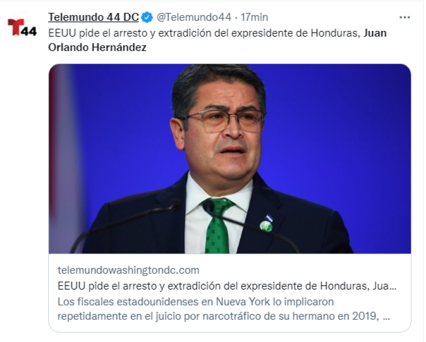 Así informa el mundo la solicitud de extradición del expresidente Juan Orlando Hernández