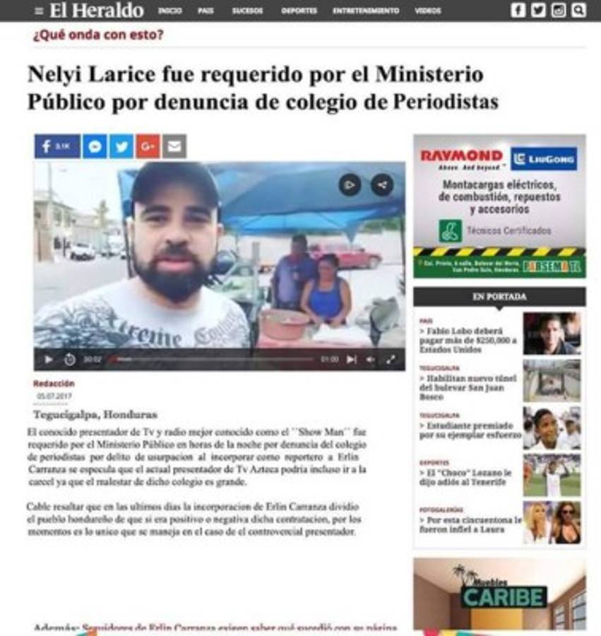 La nota del requerimiento es una noticia falsa, no fue una publicación de diario EL HERALDO