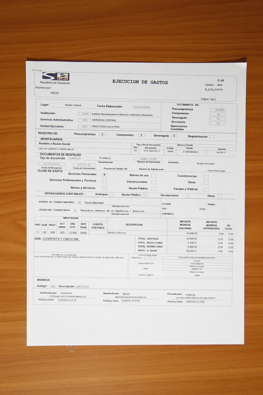 $!Carlos Humberto Mejía es padrastro de Ninfa Flores, directora del INAMI, pero está contratado en esa institución con un salario de 45,000 lempiras.