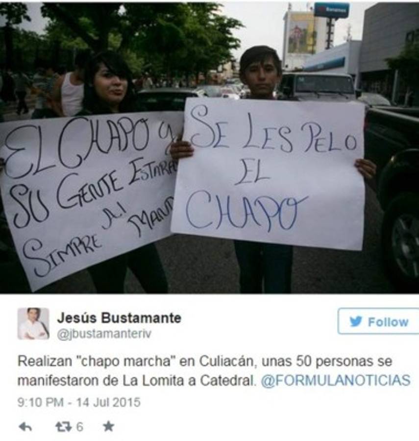 Jóvenes protagonizan marcha en apoyo al 'Chapo' Guzmán