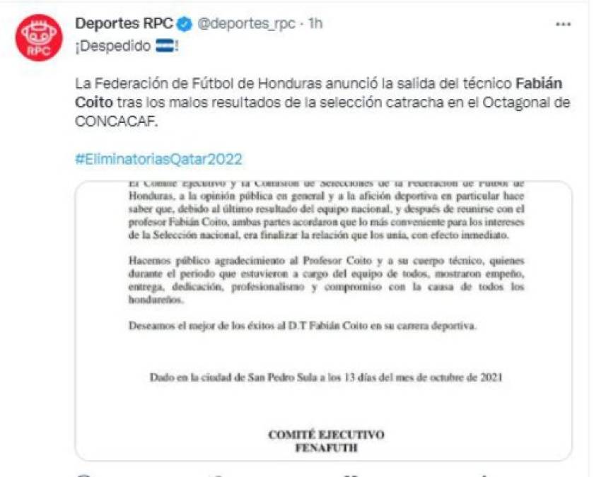 Así reaccionó la prensa internacional tras la separación de Coito de la Selección de Honduras