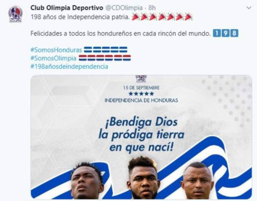 FOTOS: Legionarios, clubes europeos y de Liga Nacional felicitan a Honduras este 15 de septiembre